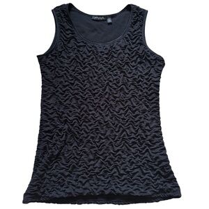 ❄️ Notations Black Ruched Puckered Sleeveless Tank Top Scoop Neck Medium